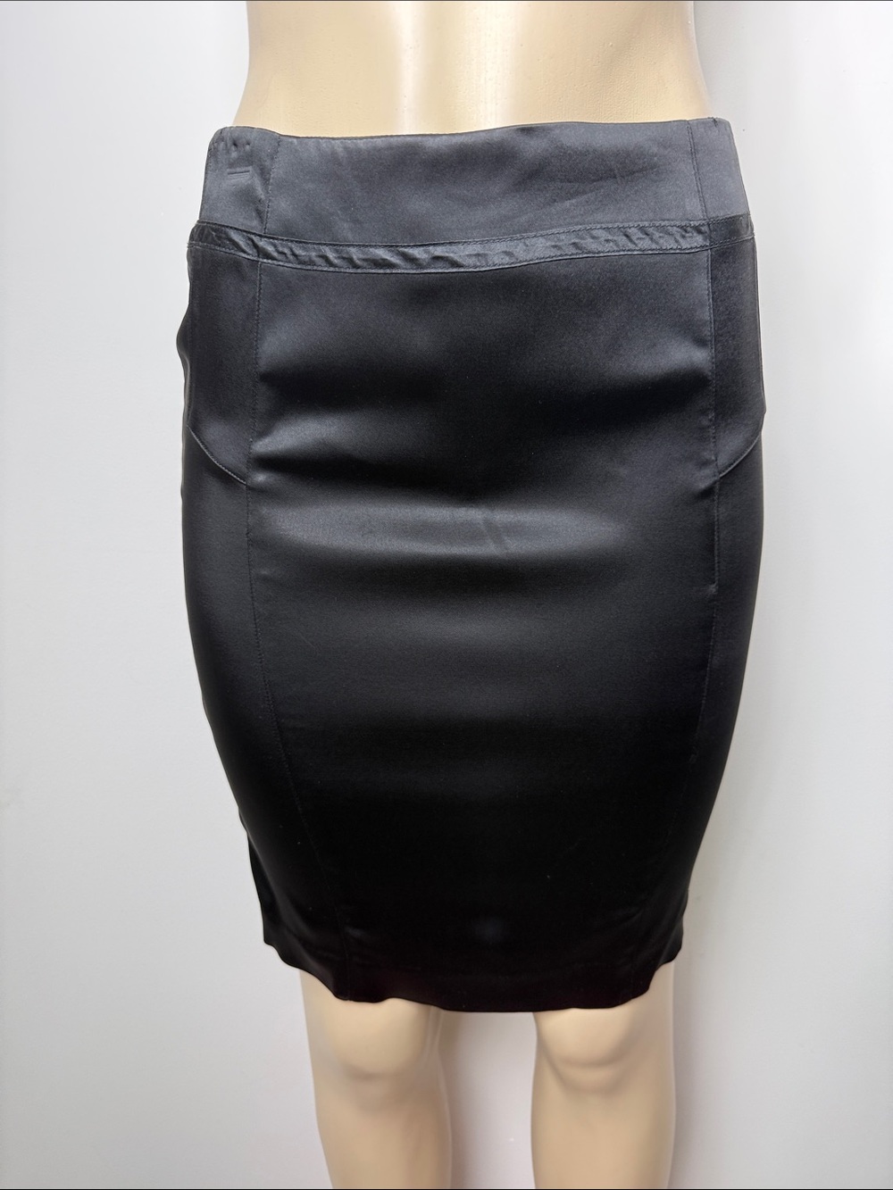 Victoria's Secret Black Satin-Trim Pencil Skirt